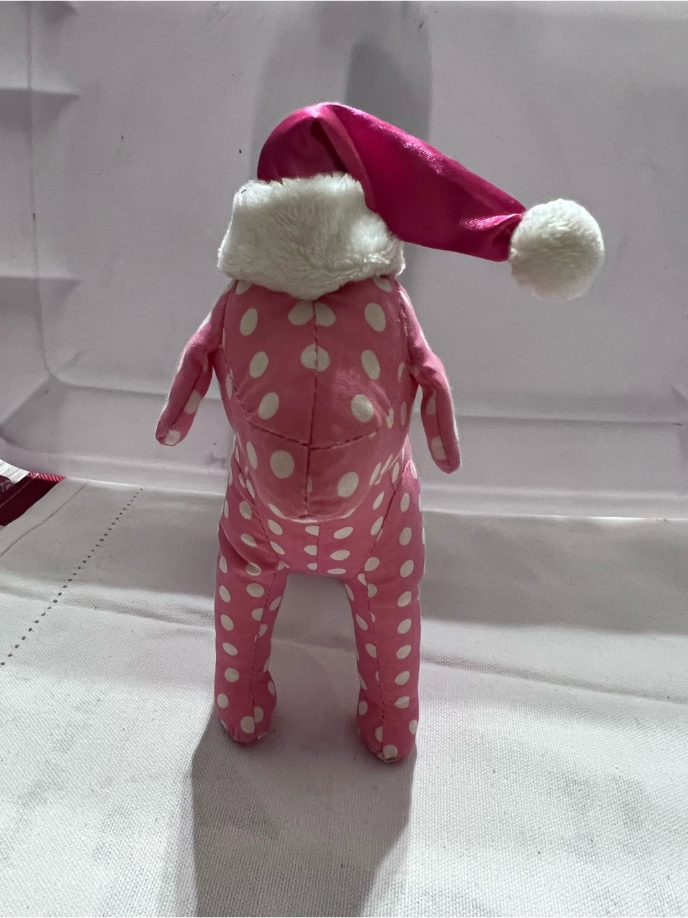Victoria’s Secret PINK Polka Dot Santa Hat Dog Plush 2014 Christmas Collectible - Picture 2 of 6